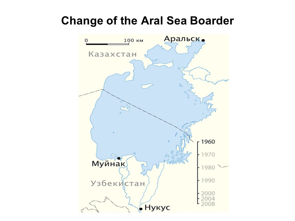 Change of the Aral Sea Boarder