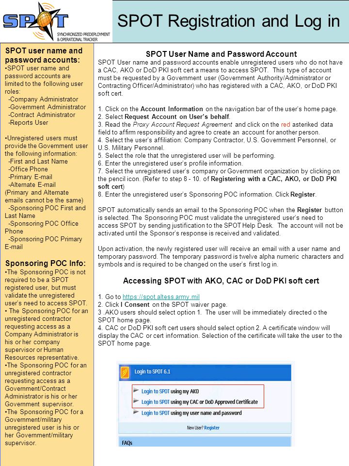 Spot Registration And Log In Quick Guide The Spot Quick Guide Is