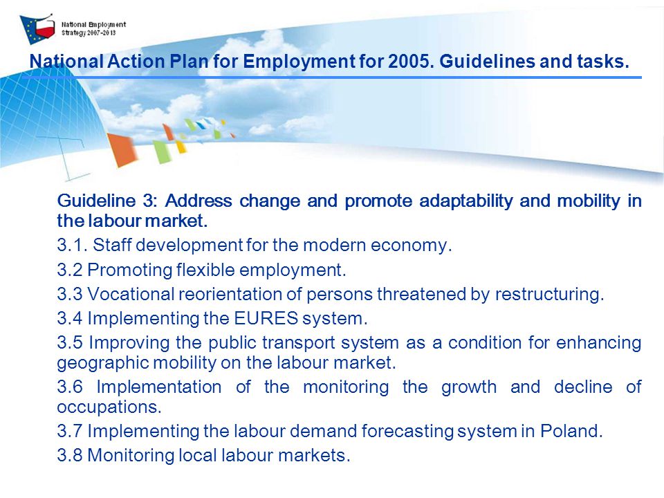 National Action Plan for Employment for Guidelines and tasks.
