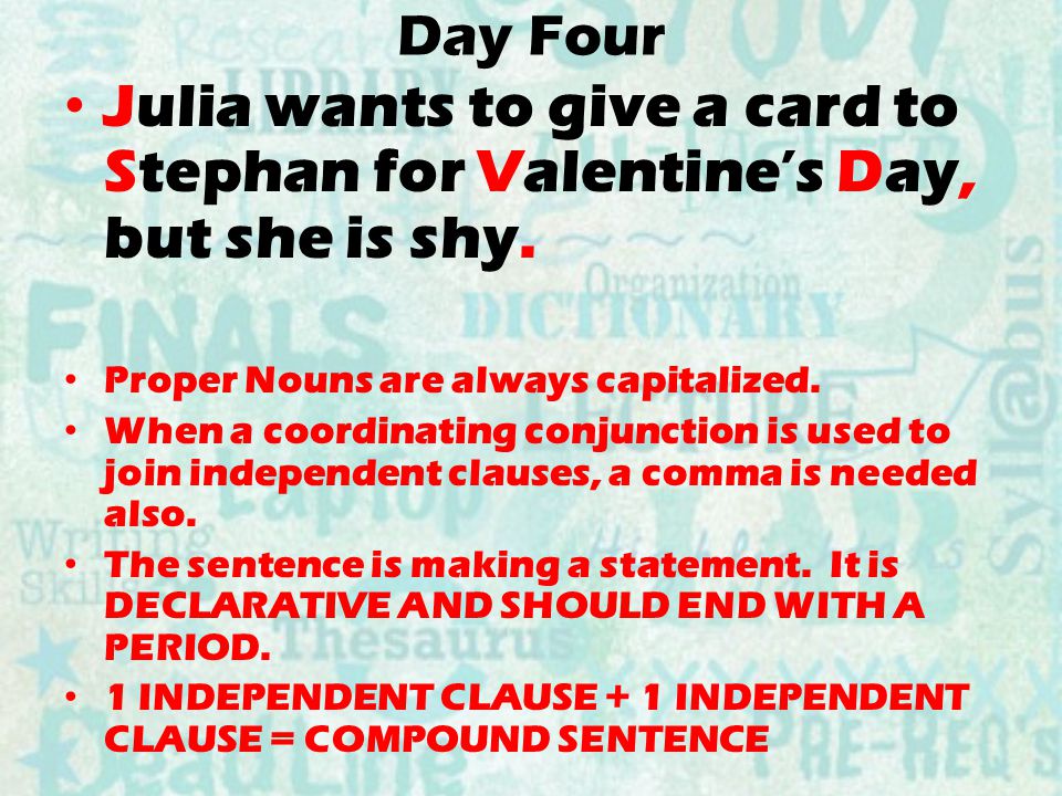 Day Four Julia wants to give a card to Stephan for Valentine’s Day, but she is shy.
