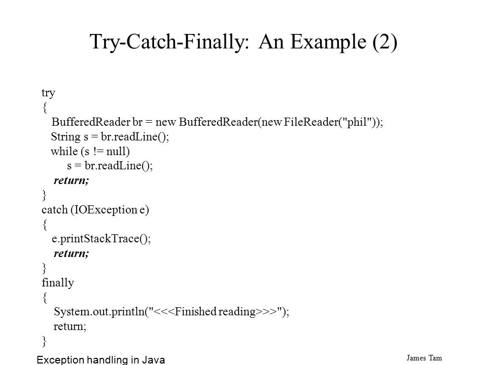 Exception handling in Java with examples