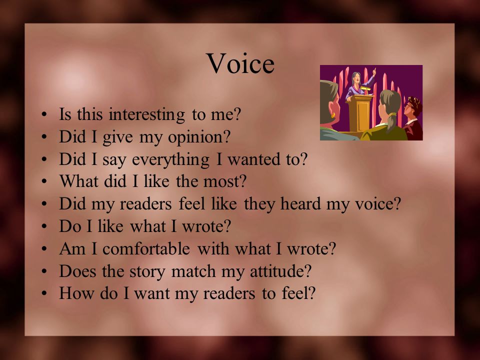 Voice Is this interesting to me. Did I give my opinion.