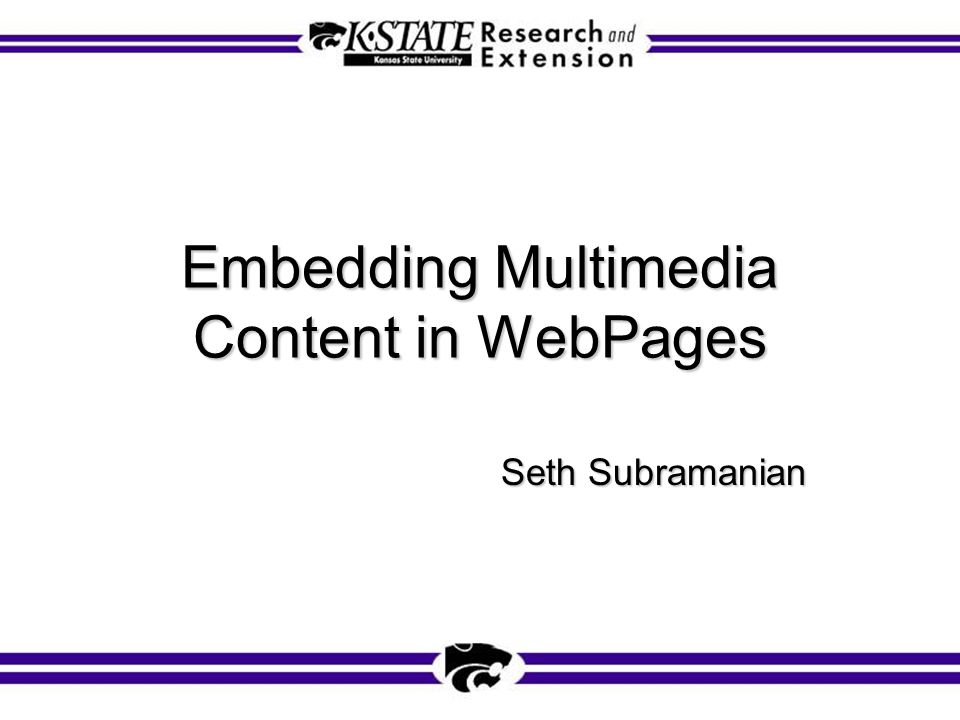 Embedding Multimedia Content in WebPages Seth Subramanian