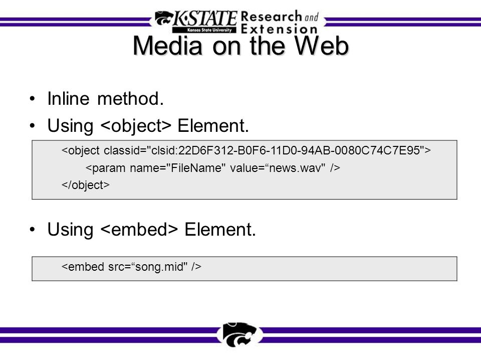 Media on the Web Inline method. Using Element.