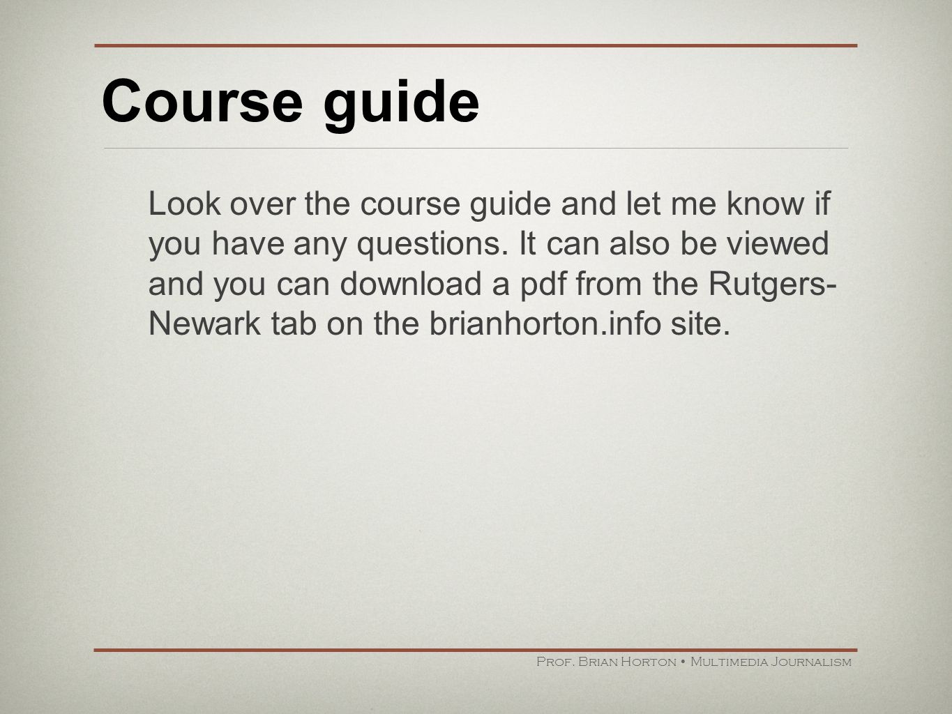 Course guide Prof.