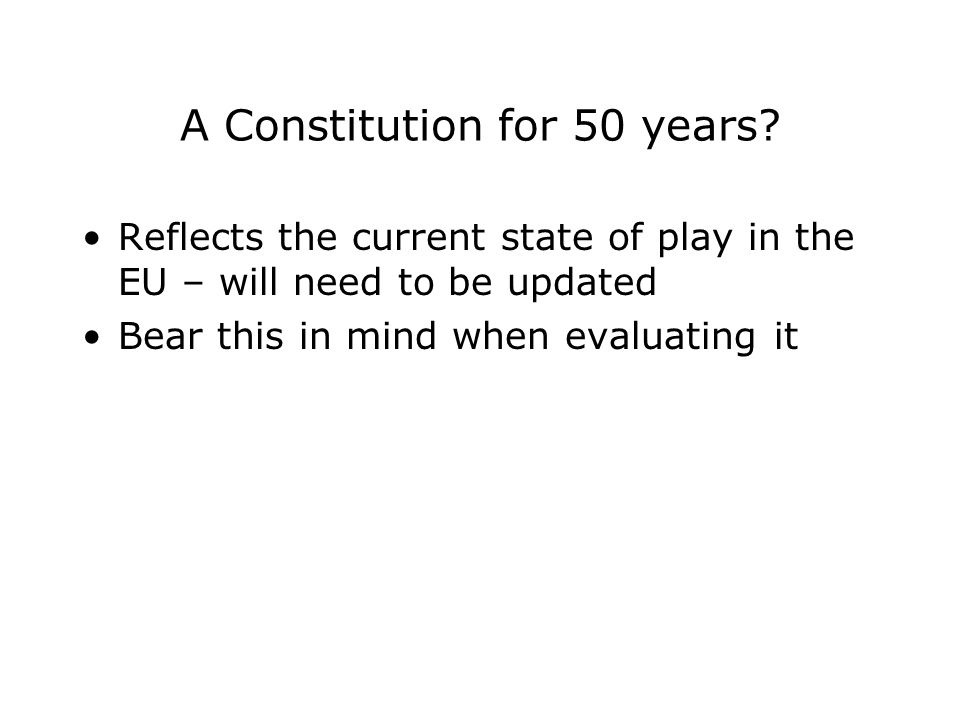 A Constitution for 50 years.