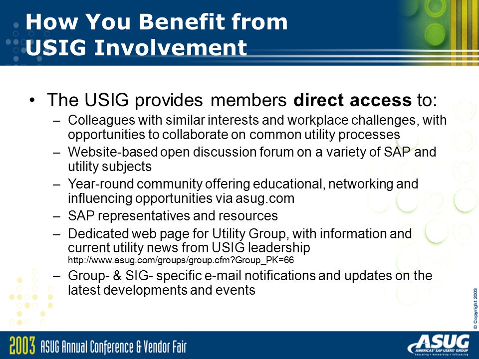 What the Utility Group Offers You Education and Networking –Utility Group Forum (next: Nov.
