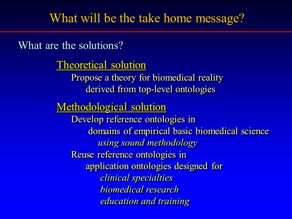 What will be the take home message. What are the solutions.