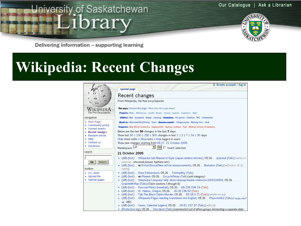 Wikipedia: Recent Changes