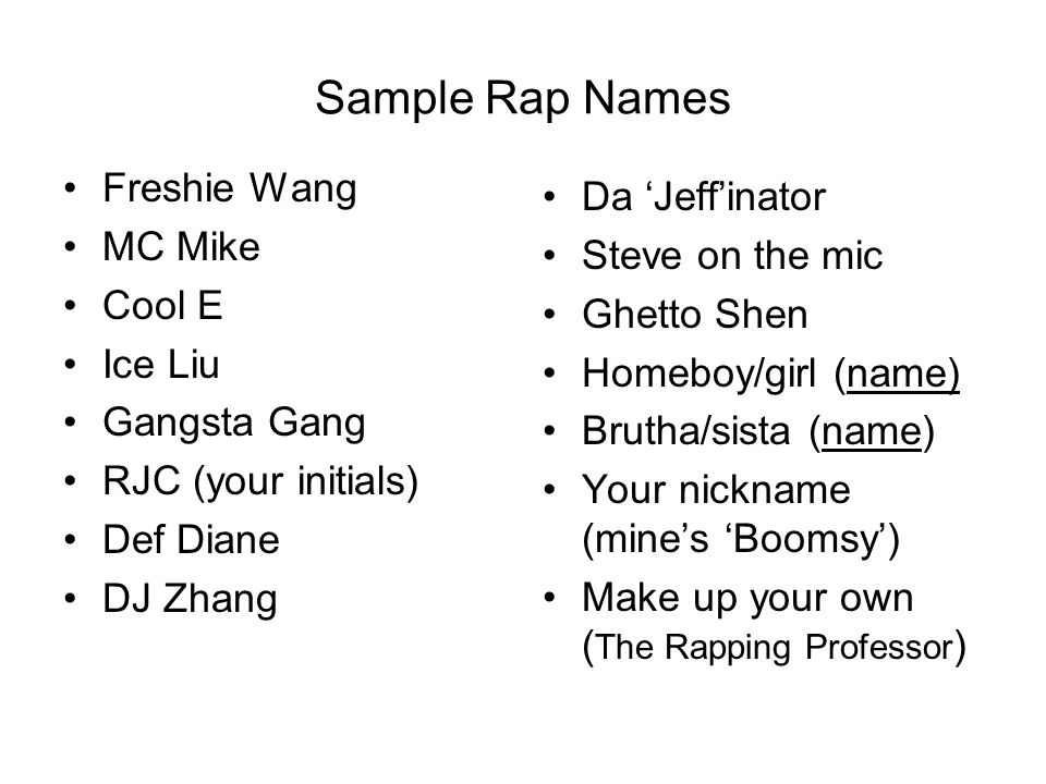 Funny Rap Names For Guys