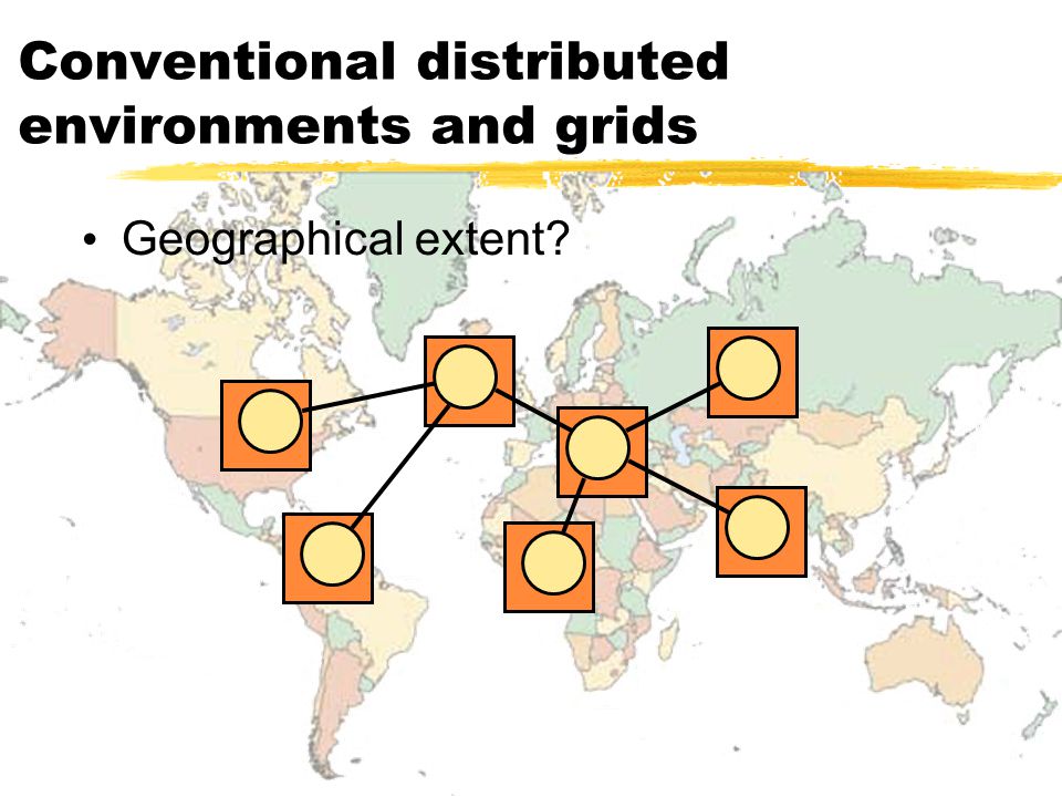 Conventional distributed environments and grids Geographical extent