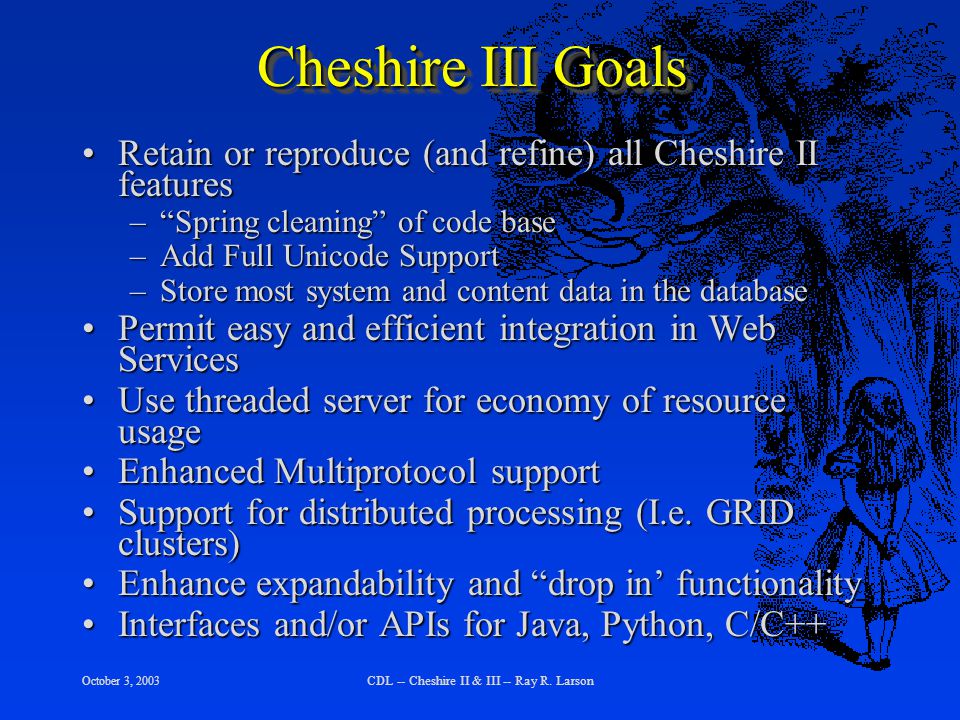 October 3, 2003 CDL -- Cheshire II & III -- Ray R.