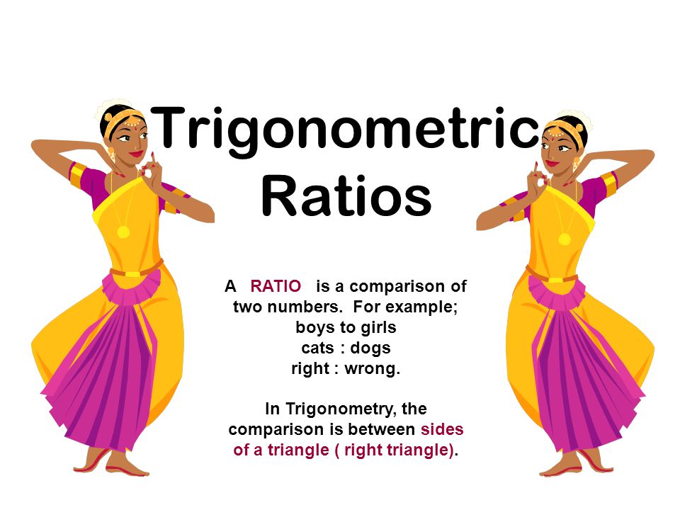 Trigonometric Ratios A RATIO is a comparison of two numbers.