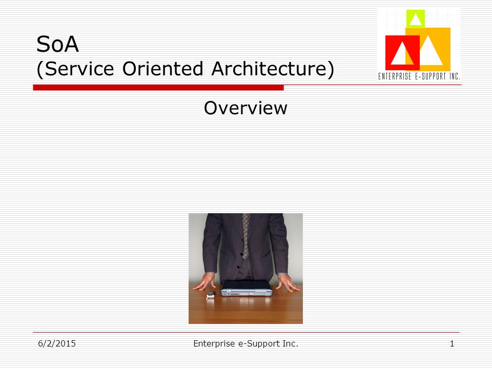 6/2/2015Enterprise e-Support Inc.1 SoA (Service Oriented Architecture) Overview