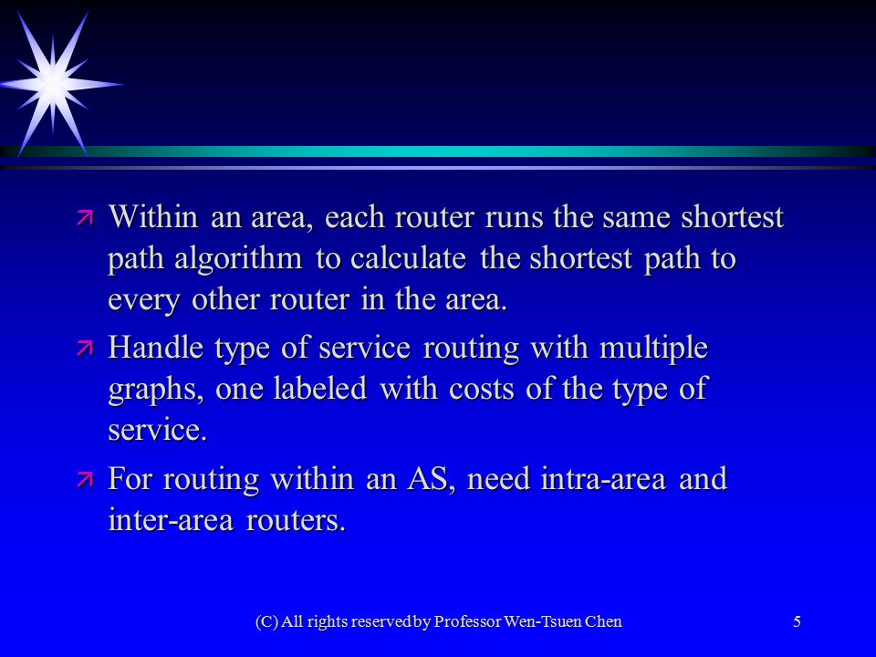C All Rights Reserved By Professor Wen Tsuen Chen1 A Interior Gateway Routing Protocol I A Routing Protocol Within An Autonomous System As I Ospf Ppt Download C All Rights Reserved By Professor Wen Tsuen Chen1 A Interior Gateway Routing Protocol I A Routing Protocol Within An Autonomous System As I Ospf Ppt Download