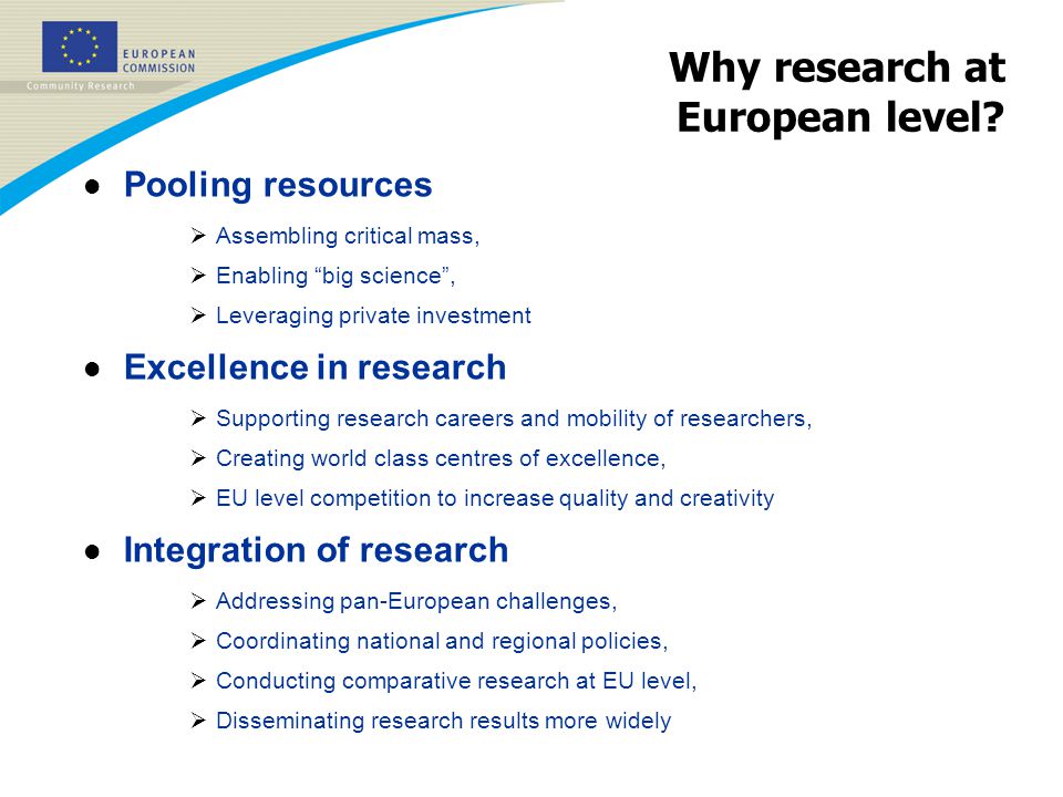 Why research at European level.