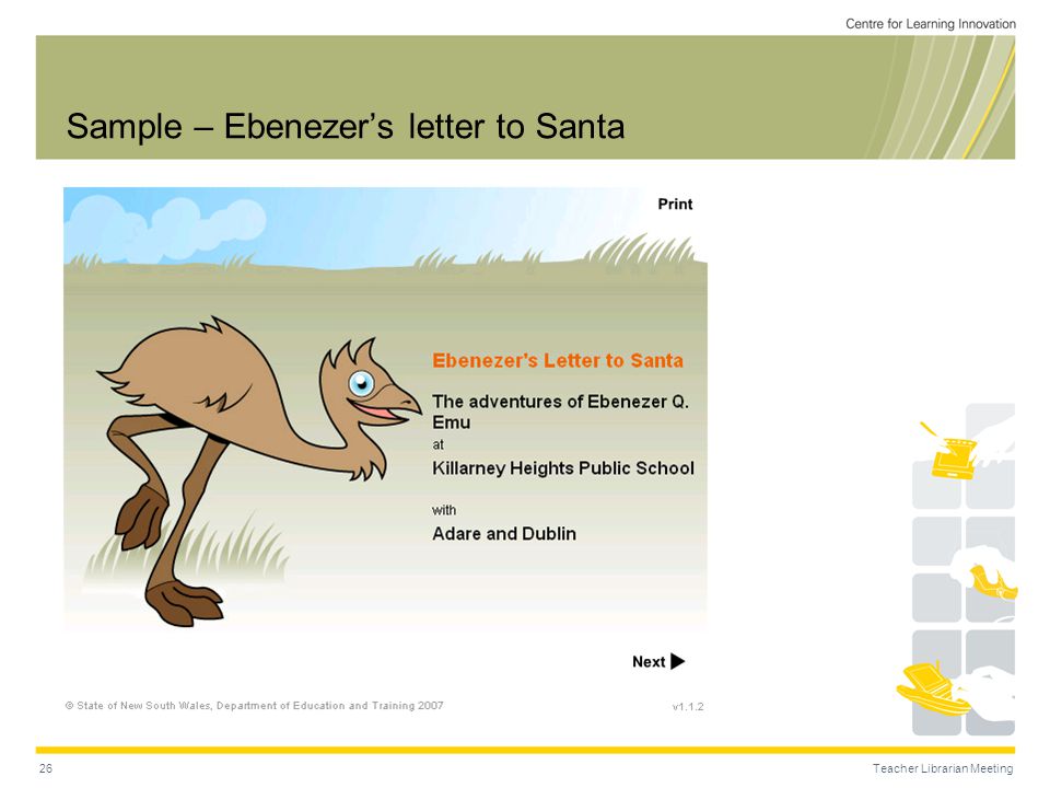 Teacher Librarian Meeting26 Sample – Ebenezer’s letter to Santa