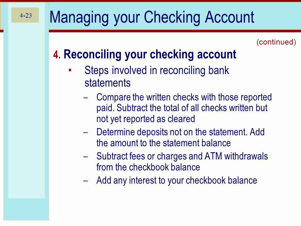 4-23 Managing your Checking Account 4.