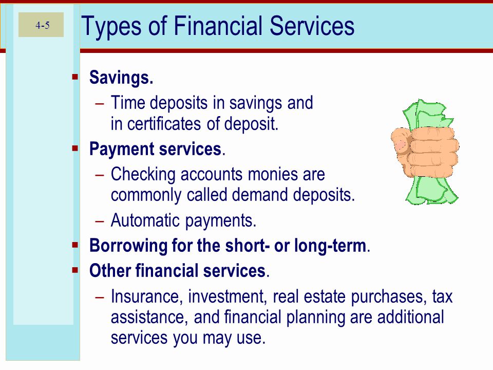 4-5 Types of Financial Services  Savings.
