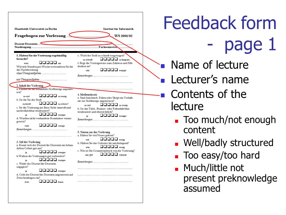 Evaluation Of Courses By Student Feedback Forms Kay Schuetzler