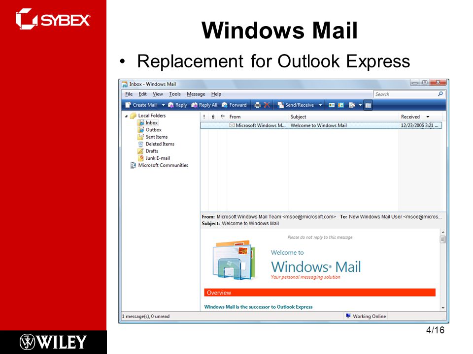 Windows Mail Replacement for Outlook Express 4/16