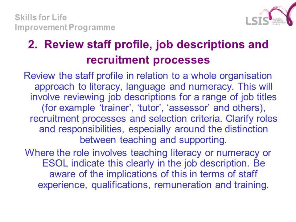 Skills for Life Improvement Programme 2.