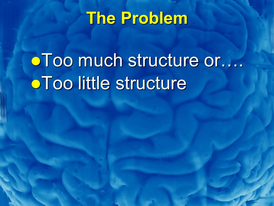 Slide 4 The Problem Too much structure or…. Too much structure or….