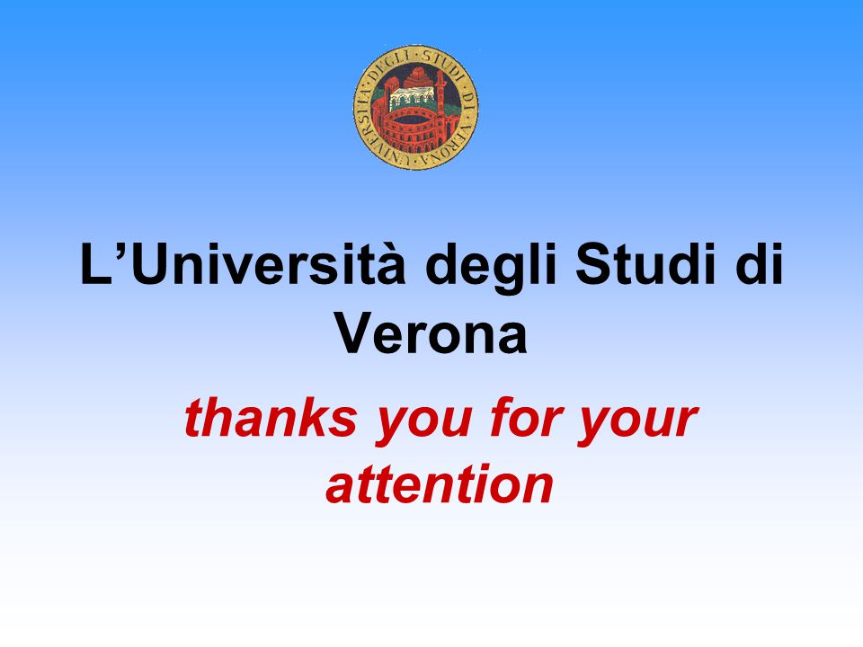 L’Università degli Studi di Verona thanks you for your attention