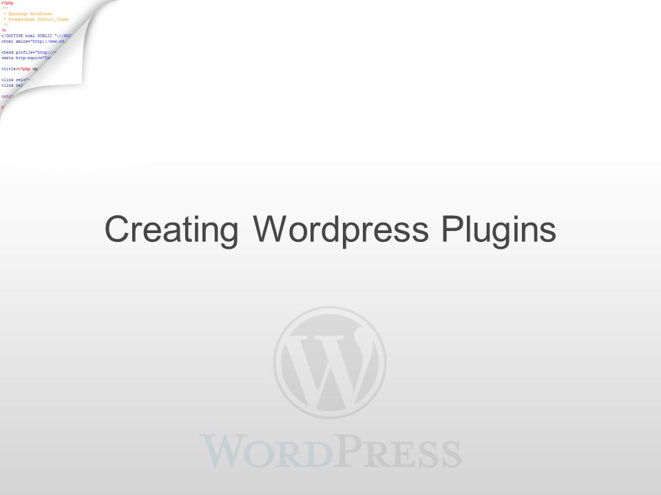 Creating Wordpress Plugins