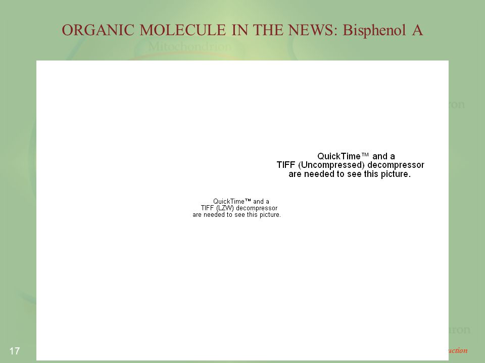 Chem150, University of Wisconsin-Eau Claire Introduction 17 ORGANIC MOLECULE IN THE NEWS: Bisphenol A