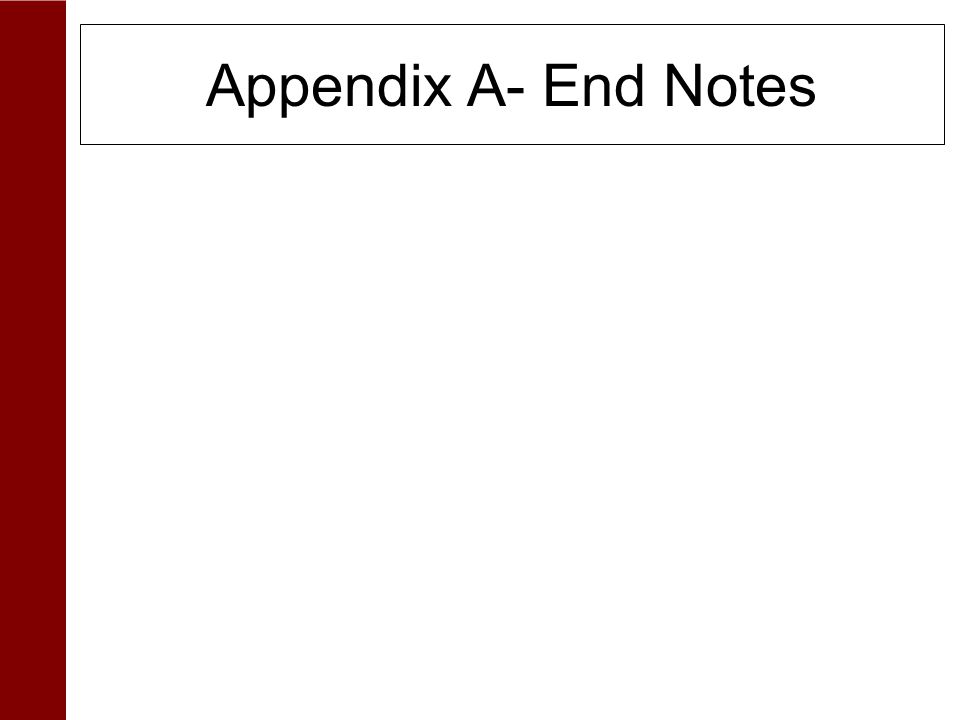Appendix A- End Notes Federal Sentencing Guidelines for Organizations, Chapter 8- Part B- §8B2.1 Effective Compliance and Ethics Program Sarbanes- Oxley Act of 2002, Section USC (S)7264 Section 7264, Code of ethics for senior financial officers Securities and Exchange Commission, 17 CFR Sec.