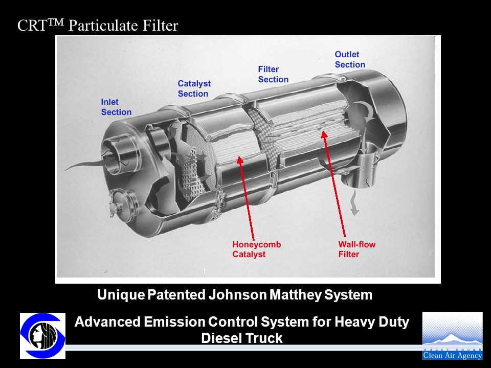 CRT TM Particulate Filter Unique Patented Johnson Matthey System Advanced Emission Control System for Heavy Duty Diesel Truck