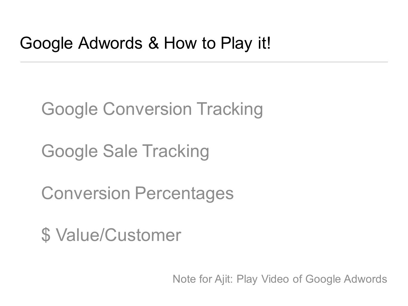 Google Adwords & How to Play it.
