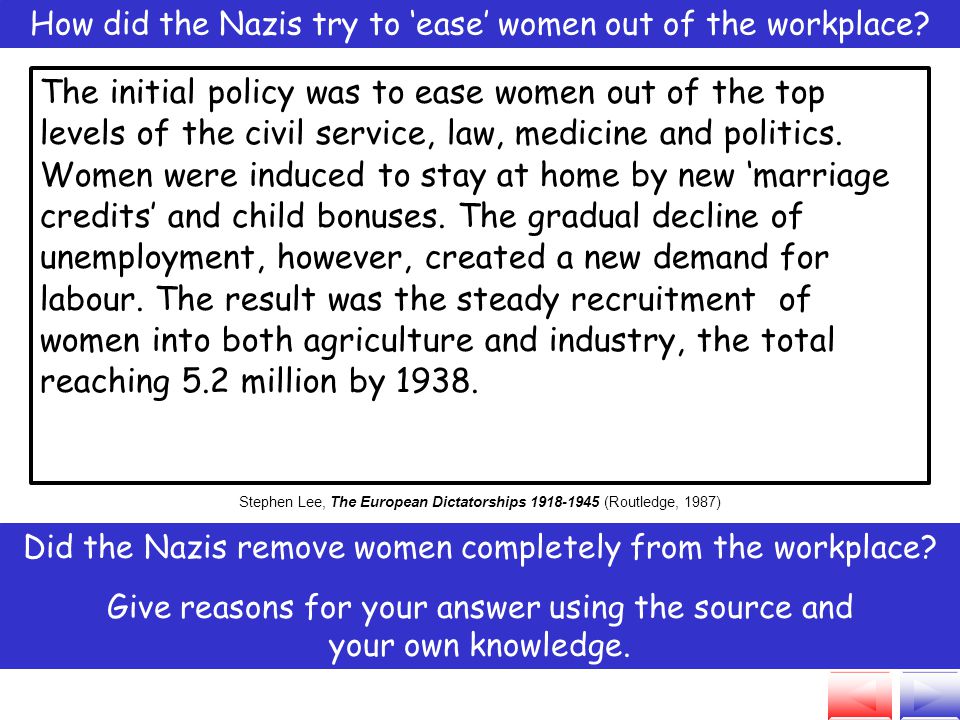 The initial policy was to ease women out of the top levels of the civil service, law, medicine and politics.