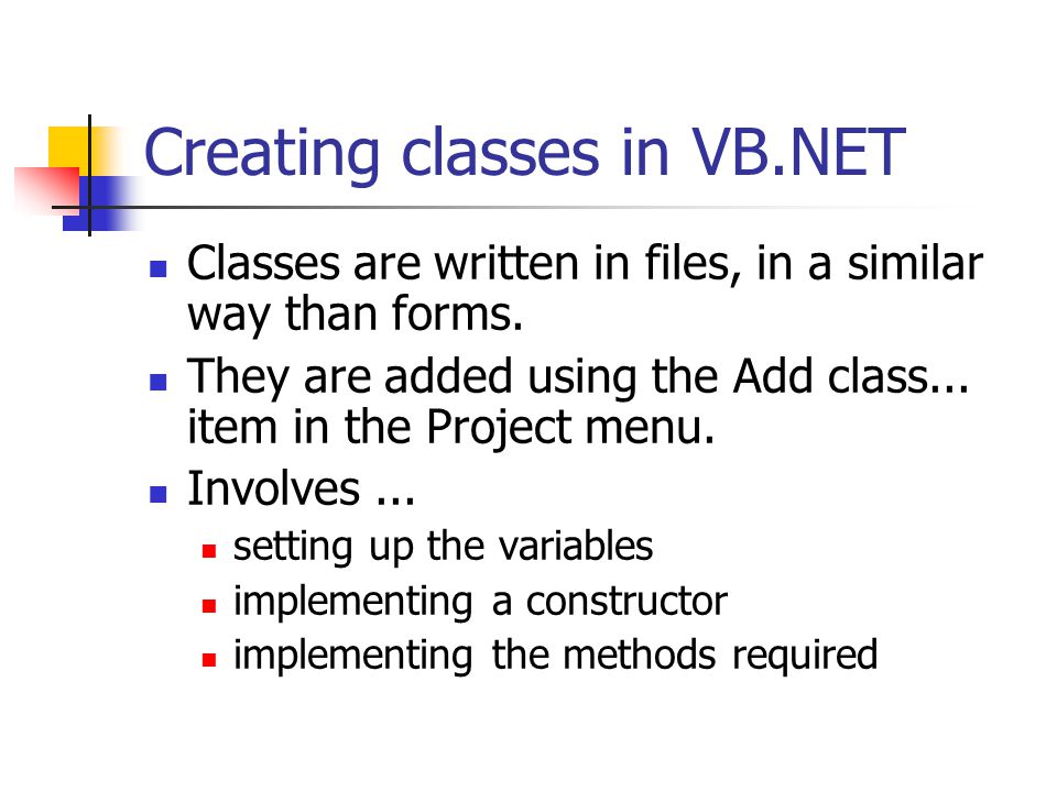 More about classes and objects Classes in Visual Basic.NET. - ppt download