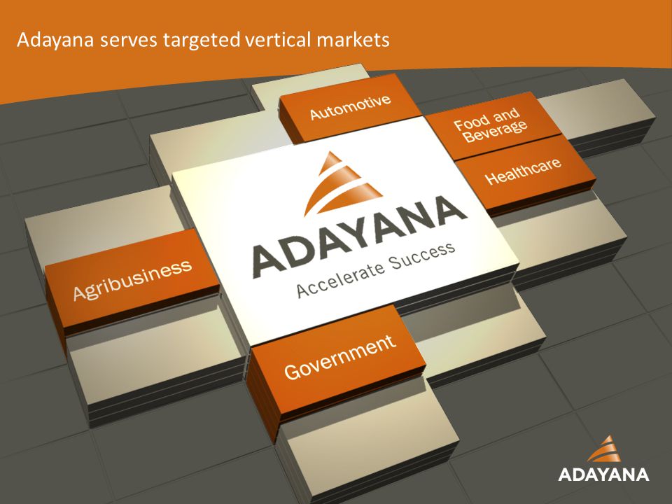 15 Adayana serves targeted vertical markets