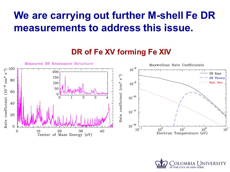 We are carrying out further M-shell Fe DR measurements to address this issue.