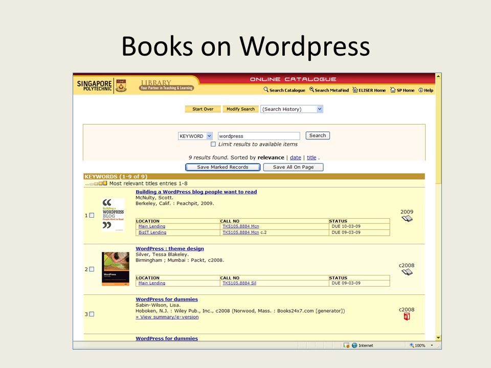 Books on Wordpress