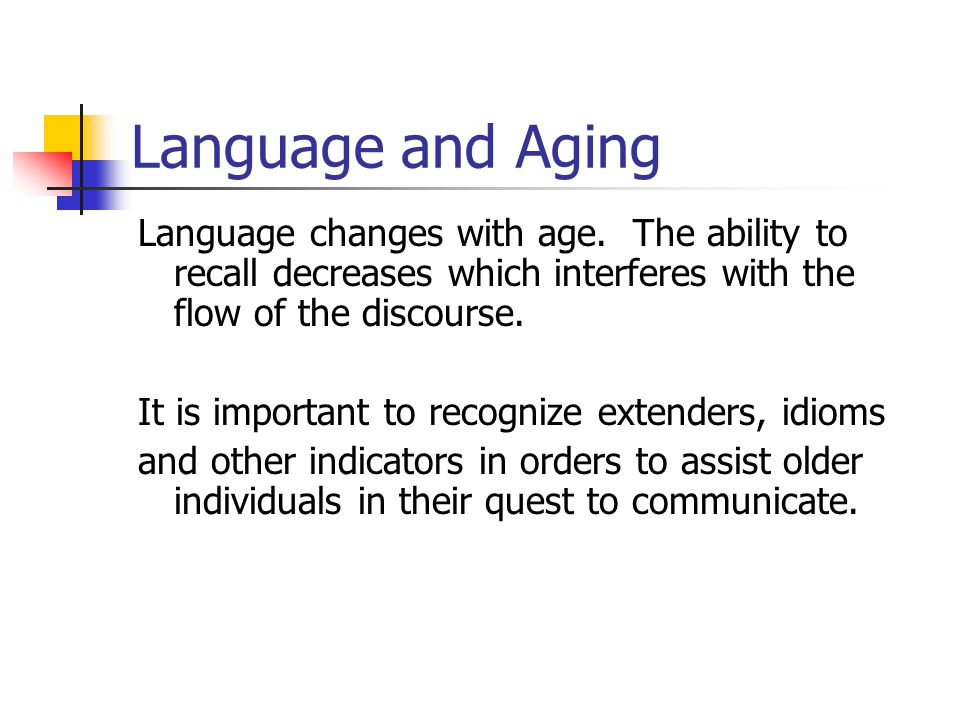 Language and Aging Language changes with age.