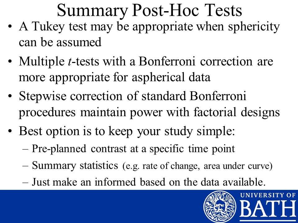 Locating Variance: Post-Hoc Tests Dr James Betts Developing Study Skills  and Research Methods (HL20107) - ppt download