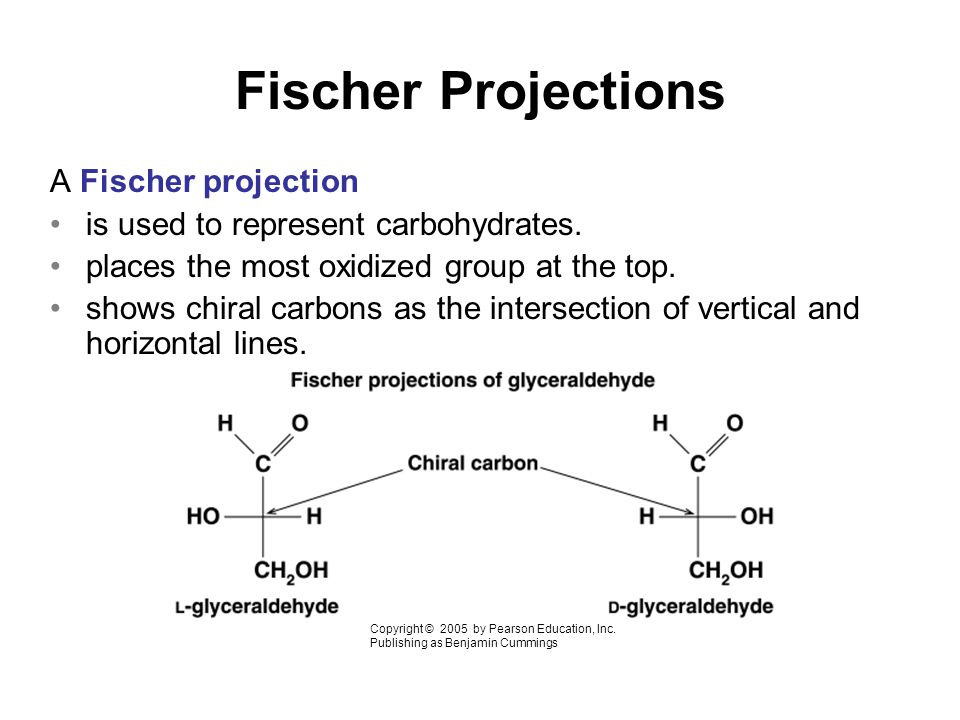 Fischer Projections A Fischer projection is used to represent carbohydrates.