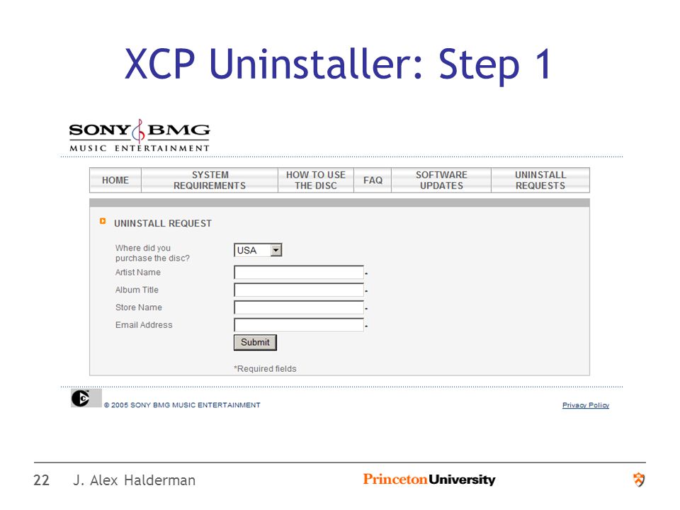 22 J. Alex Halderman XCP Uninstaller: Step 1