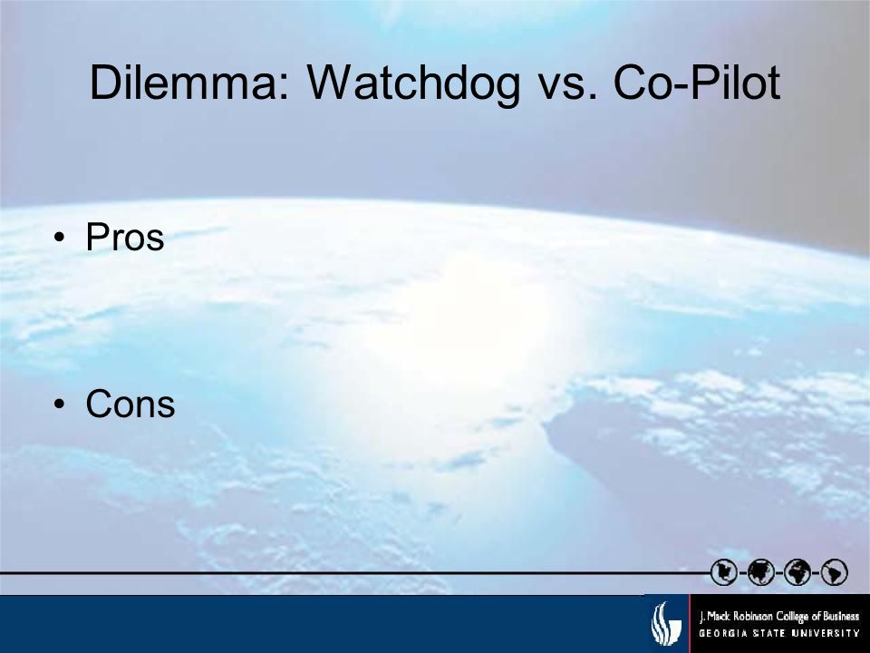 Dilemma: Watchdog vs. Co-Pilot Pros Cons
