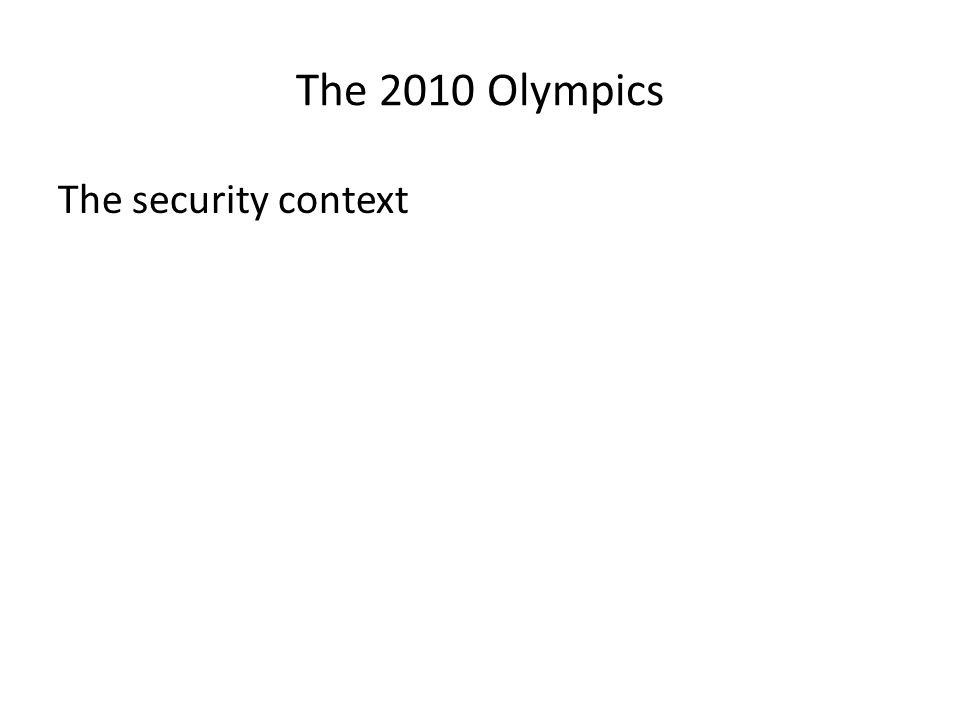 The 2010 Olympics The security context