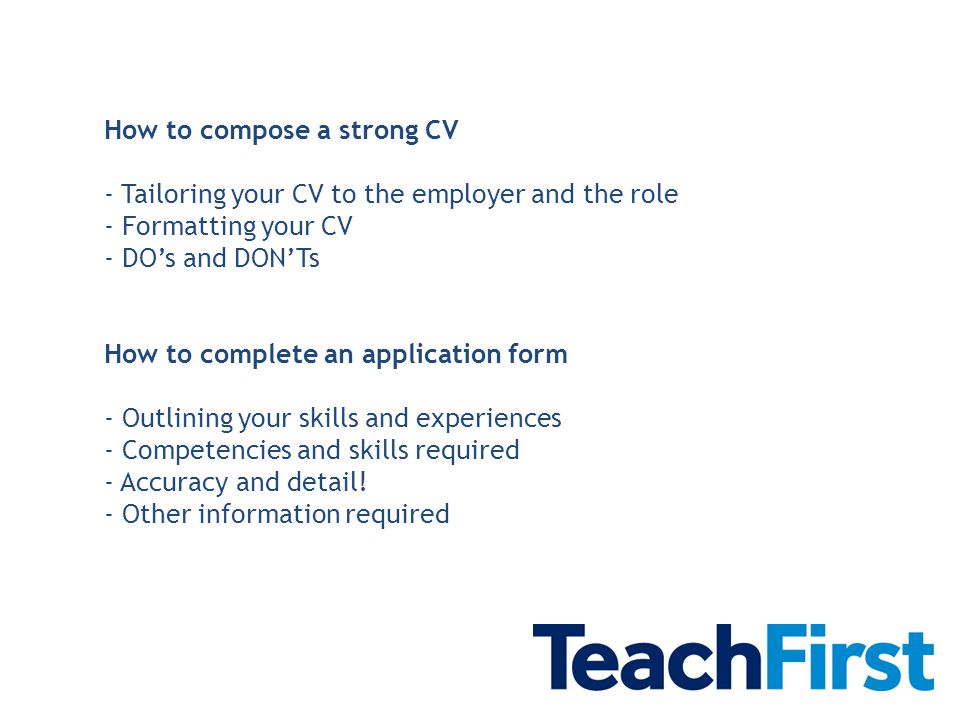 cvs and application forms 1 st november how to compose a strong cv