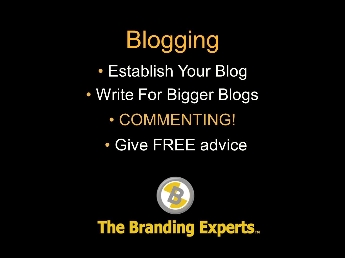 Blogging Establish Your Blog Write For Bigger Blogs COMMENTING! Give FREE advice