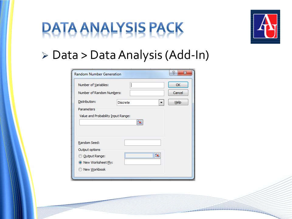  Data > Data Analysis (Add-In)