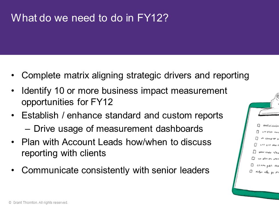 © Grant Thornton. All rights reserved. What do we need to do in FY12.