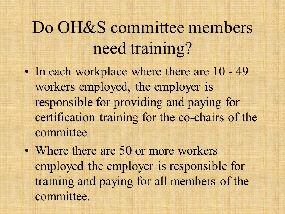 Do OH&S committee members need training.