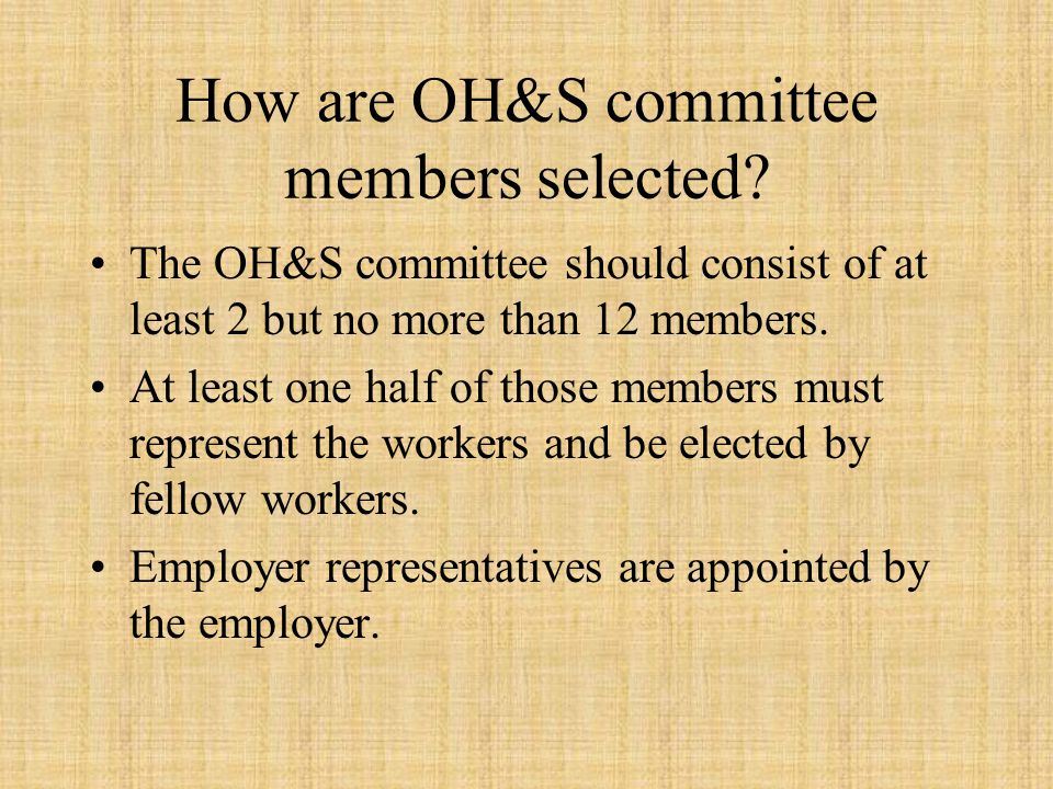 How are OH&S committee members selected.
